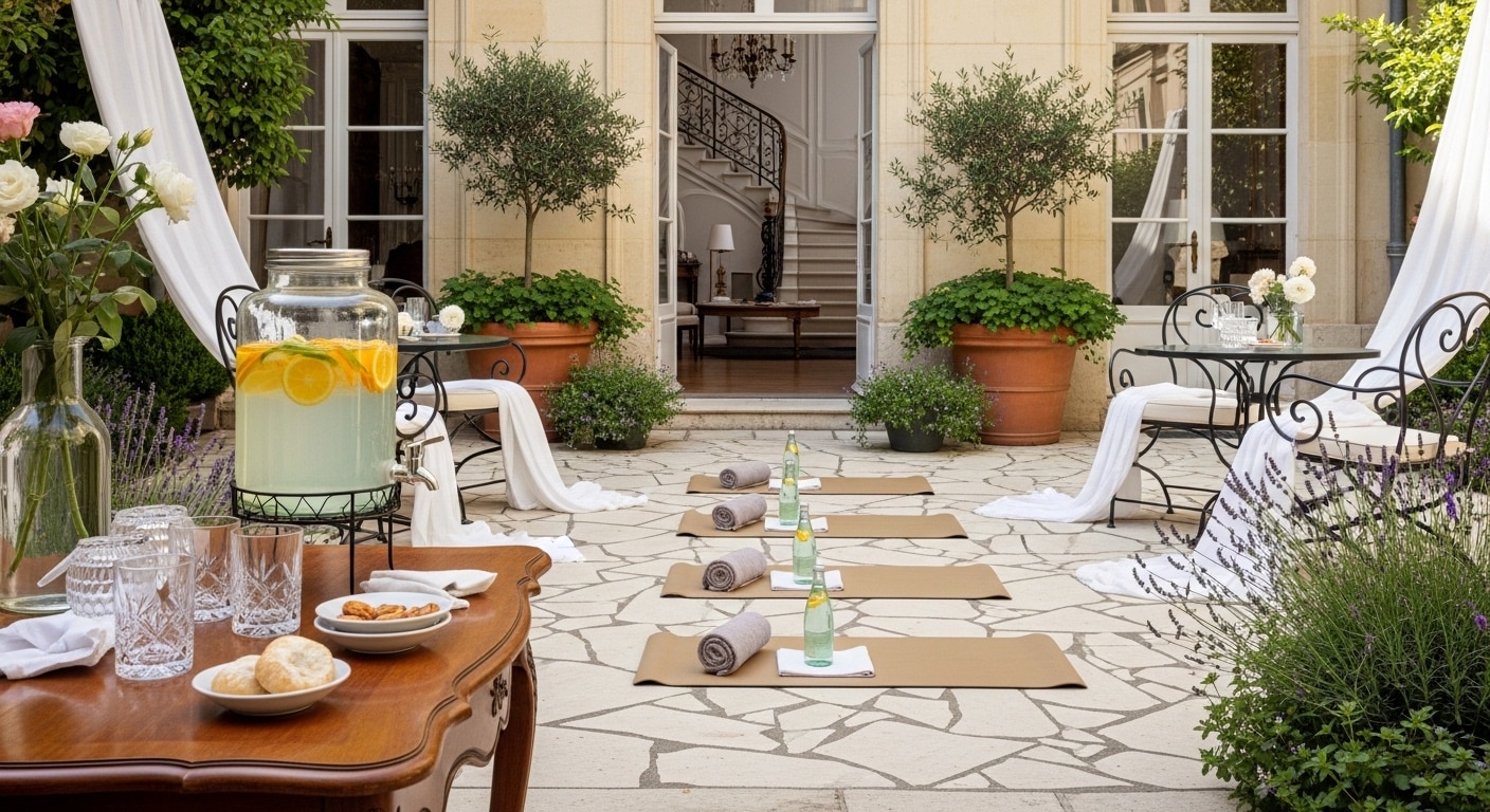Séminaire détente dans un jardin — atmosphère apaisée et élégante